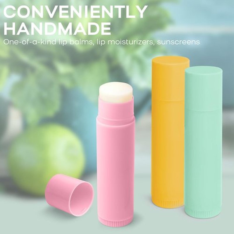 JuLand 50 Packs Empty Lip Balm Tubes 5.5ml - Refillable Round Lipstick Containers and BPA Free, Leak-Free Lip Balm Empty Containers for DIY, White