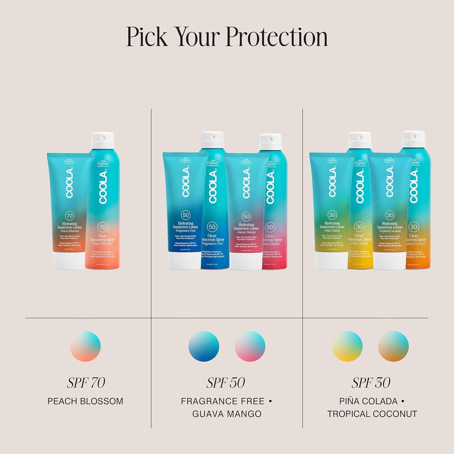 COOLA Organic Sunscreen SPF 50 Sunblock Spray, Dermatologist Tested Skin Care for Daily Protection, Vegan and Gluten Free, Fragrance Free, 6 Fl Oz