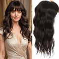 HAITOO Hair Toppers for Women, 18 Inch Toppers Hair Pieces for Women with Thinning Hair Wispy Clip in Bangs 360° 3D Big Coverage Base Curly Wavy (Dark Brown, 18Inch Wispy bangs)