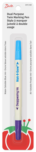 Dritz Dual Purpose Disappearing Ink & Mark-B-Gone, Marking Pen, Blue and Purple, 8.75 x 2.88 x 0.5
