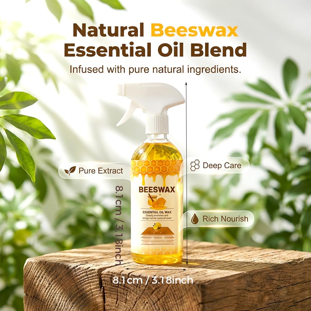 Scratch Erase Beeswax Floor Spray, 2026 New 350ml-Beeswax Wood Polish Spray, Cleans, Restores Shine, Scratches, Suitable for Floors, Wooden Sofas, and Furniture (2PCS)