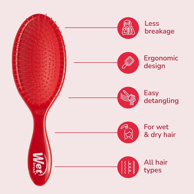 Wet Brush Original Detangler - Effortless Pain-Free Brushing with Ultra-Soft Bristles - Red for All Hair Types