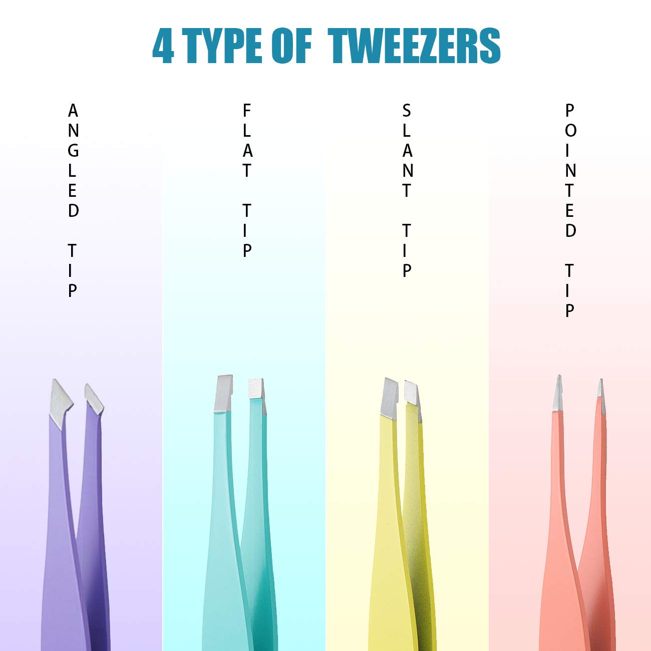 Eyebrow Tweezers Women 6Pcs, Full Size Professional Eyebrow Tweezers Kit, Precision Tweezers Set for Eyebrow/Ingrown Hairs/Splinter/Facial Hair Removal by MAYKI