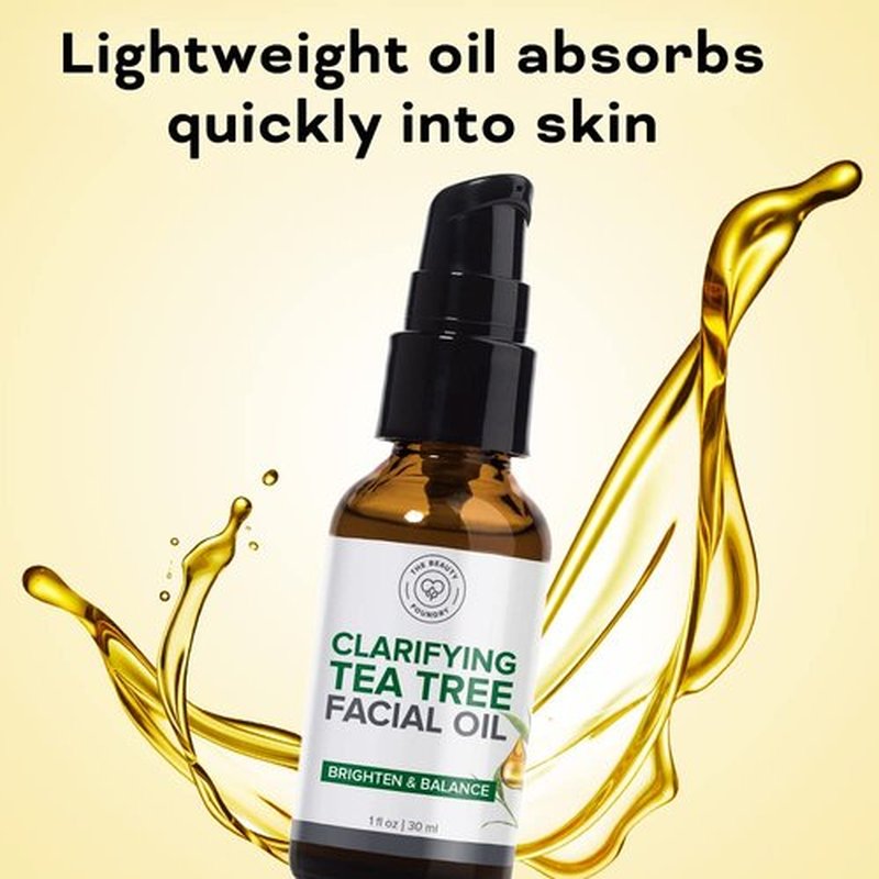 Clarifying Tea Tree Facial Oil - Targets Acne & Uneven Skin Tone | Antioxidant-Rich 1 fl oz (30ml)