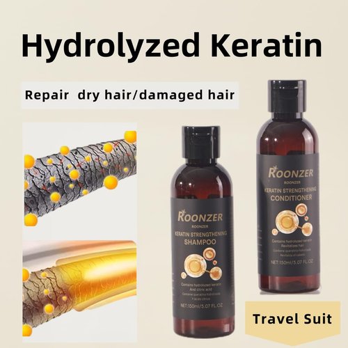 Keratin - Infused Shampoo & Conditioner Set | Deep Cleansing & Hydrating | Strengthens & Reduces Frizz | 2x150ml