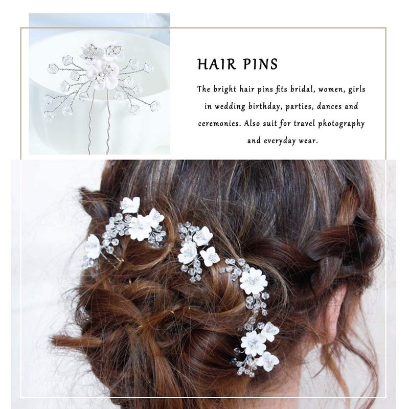 Yean Baby Breaths Hair Pins Flower Silver Hair clips Wedding Hair Accessories for Girls(Pack of 5)