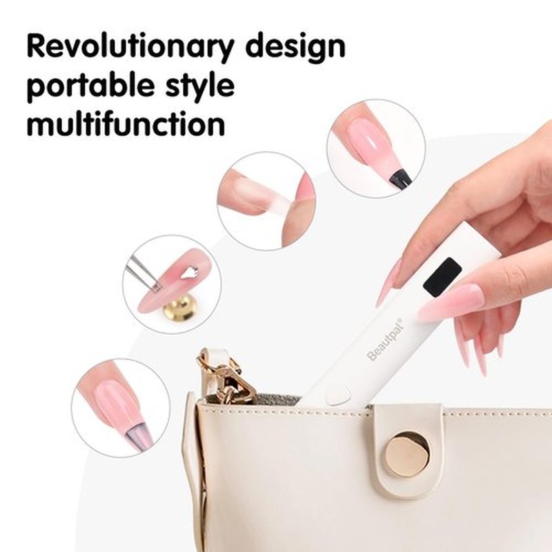 Larvall BEAUTPAL Handheld UV Light for Nails Mini Nail Dryer LED Light with Magnetic Stand, LCD Screen - Cordless Rechargeable USB Gel Nail Lamp Fast Curing for Home DIY Manicure