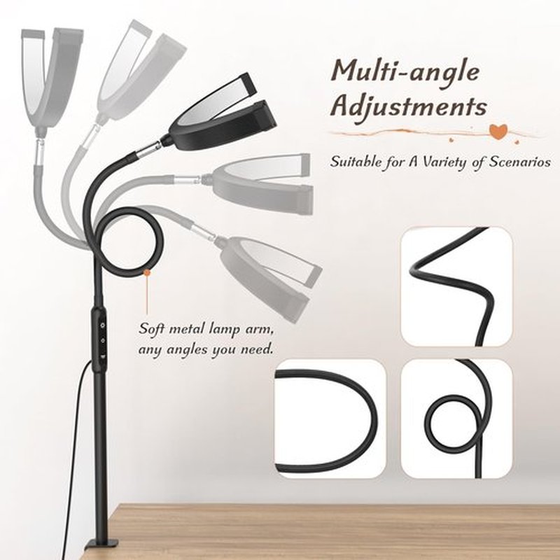 Mznoo Half Moon Light with Clamp, LED Manicure Table Lamp, Desk Lamp for Nail Desk, Eyelash Extensions, Skincare and Tattoo, 5 Brightness Levels and 5 Color Modes, Remote Control (Black)