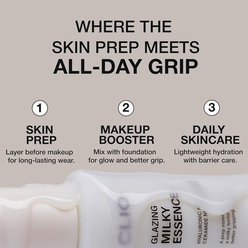 CLIO Glazing Milky Essence, Rice PDRN for Boosting Radiant Glass Skin, Lightweight Hydrating Skin Prep for Makeup, Ceramide Skin Barrier Care for Sensitive Skin, Korean Skincare (4.05 Fl Oz)