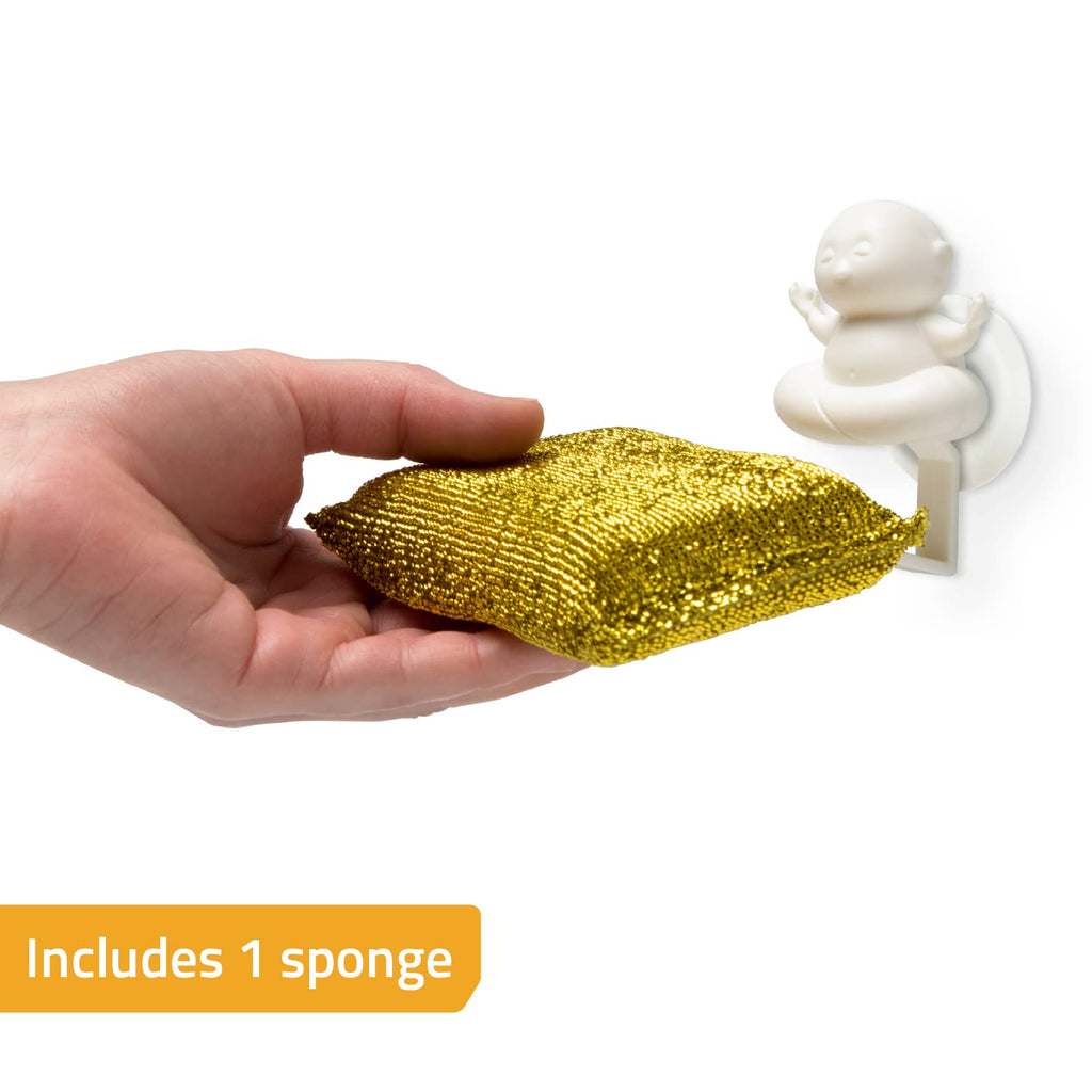 PELEG DESIGN Yogi Sponge Holder, Cute Plastic Sponge Holder for Kitchen Sink with Suction Cup,Dish Sponge Caddy Holder,Dries All Types of Sponges - Sponge Included