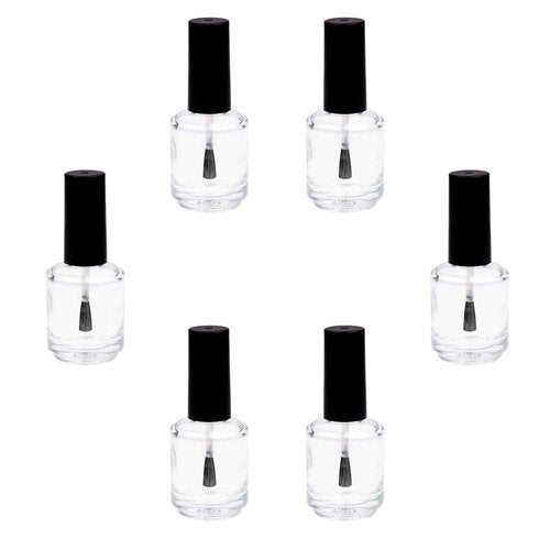 Empty Nail Polish Bottles with Dupont Brushes - Set of 6 - Clear Transparent Glass - Including Funnels (for Easy Filling) and Mixing Balls (for Better Mixing Results) - Make Your Own Nail Polish