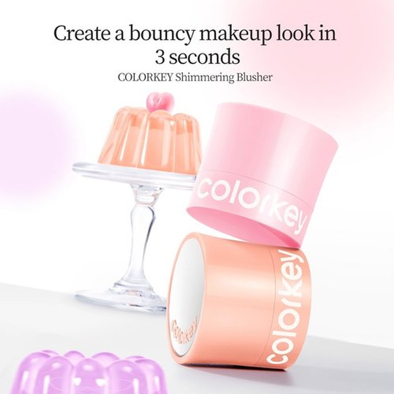 COLORKEY Shimmering Pudding Powder Blush - Lightweight & Smooth Finish | Portable Makeup (01 Violet, 3.2g)