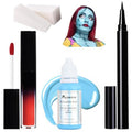 Mysense Sally Makeup Kit,Halloween Sally Costume Corpse Bride Makeup,Sally Face Cosplay Accessories for Women,Light Blue Face Paint+Red Lipstick+Black Liquid Eyeliner+Sponges
