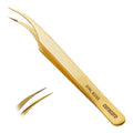 Curacoro Lash Tweezers, Fiber Tip Grip (Gold, Girl Boss)