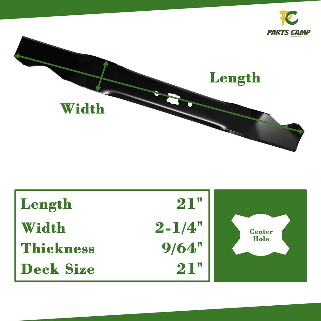 Parts Camp 2 Pack 942-0741A Mower Blades for Troy-Bilt 21" Deck Walk Behind Lawn Mowers – Fits TB110 TB210 TB220 TB230 TB240 TB280ES TB320 Replaces 742-0741A 742-0741 with Bow Tie Center Hole