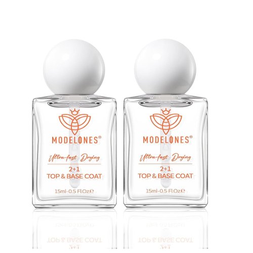 modelones 2 Pcs No Wipe Top Coat and Base Coat Nail Polish Set, Clear Quick Dry Nail Polish High Shine Long Lasting Glossy Regular Nail Lacquer Air Dry Fast Base Top Coat Gifts for Women