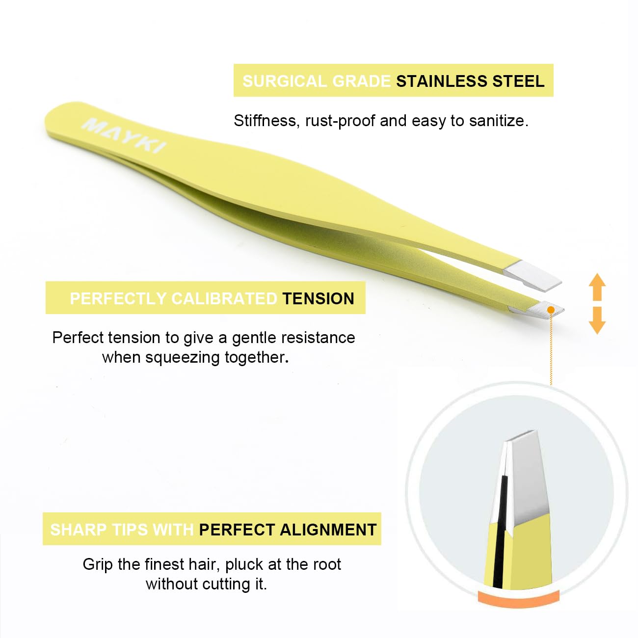 Eyebrow Tweezers Women 6Pcs, Full Size Professional Eyebrow Tweezers Kit, Precision Tweezers Set for Eyebrow/Ingrown Hairs/Splinter/Facial Hair Removal by MAYKI