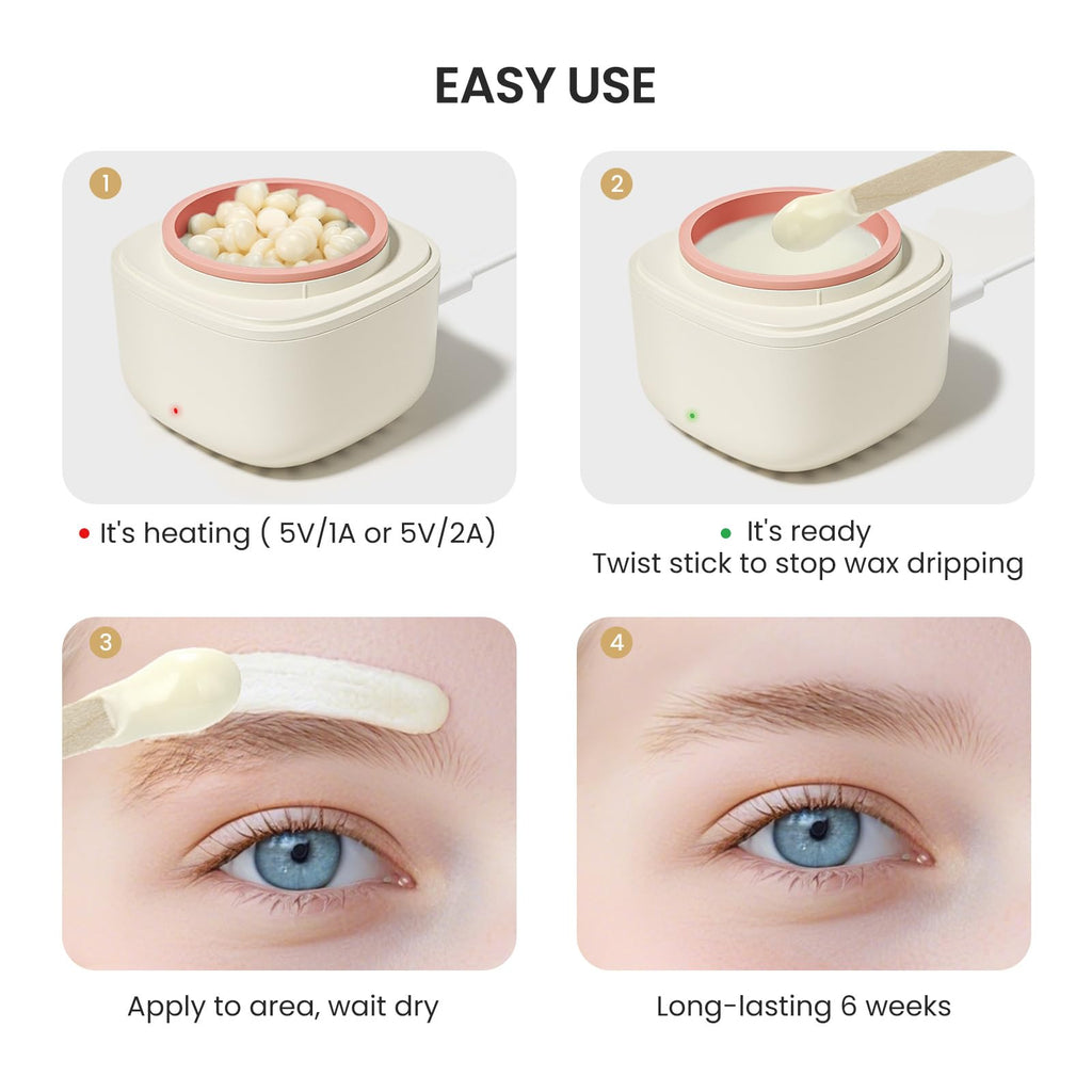 AUZEAL Small Eyebrow Wax Sticks, Mini Wooden Waxing Sticks for Eyebrow Face Lip Hair Removal, Precision Wax Applicator, 50 Pcs