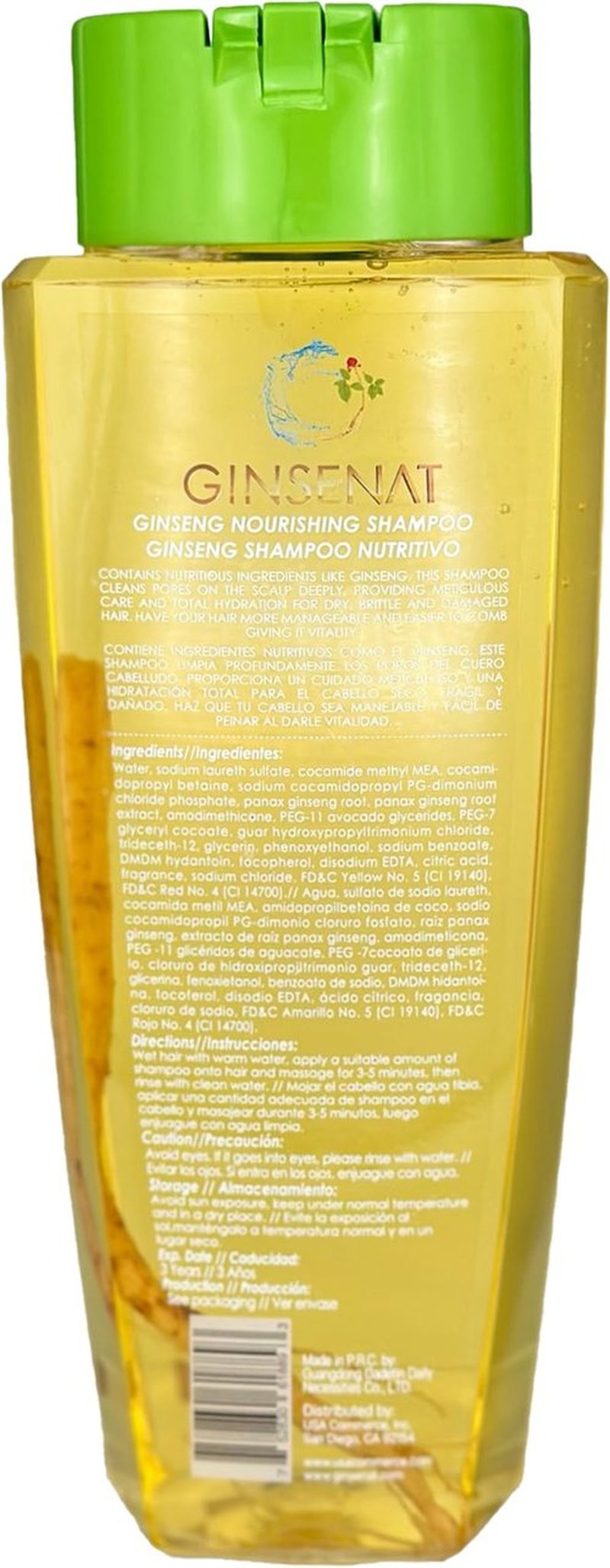 Ginsenat Organic Herbal Shampoo, 520ml, with Ginseng and Aloe Vera