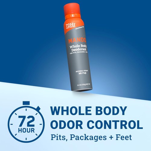 Mando Whole Body Deodorant for Men - Invisible Spray with 72-Hour Odor Control - Aluminum & Benzene Free - 3.6 oz Cans (Pack of 2) - Mt Fuji