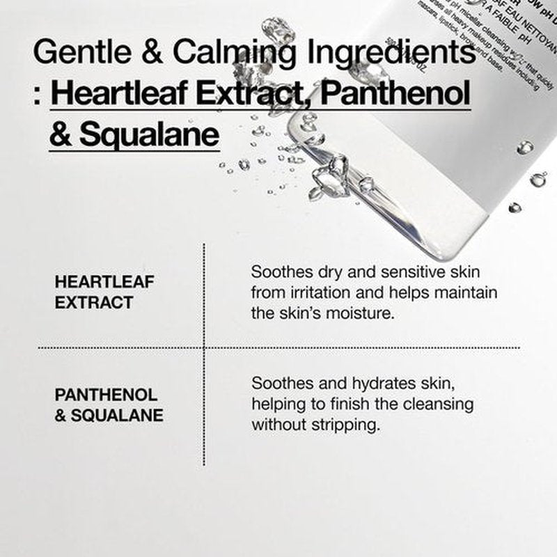 ANUA Heartleaf Low pH Deep Cleansing Water, Micella Water, Panthenol, Squalane, Makeup Remover for Sensitive Skin, Korean Skin Care (500g, 17.63 oz.)