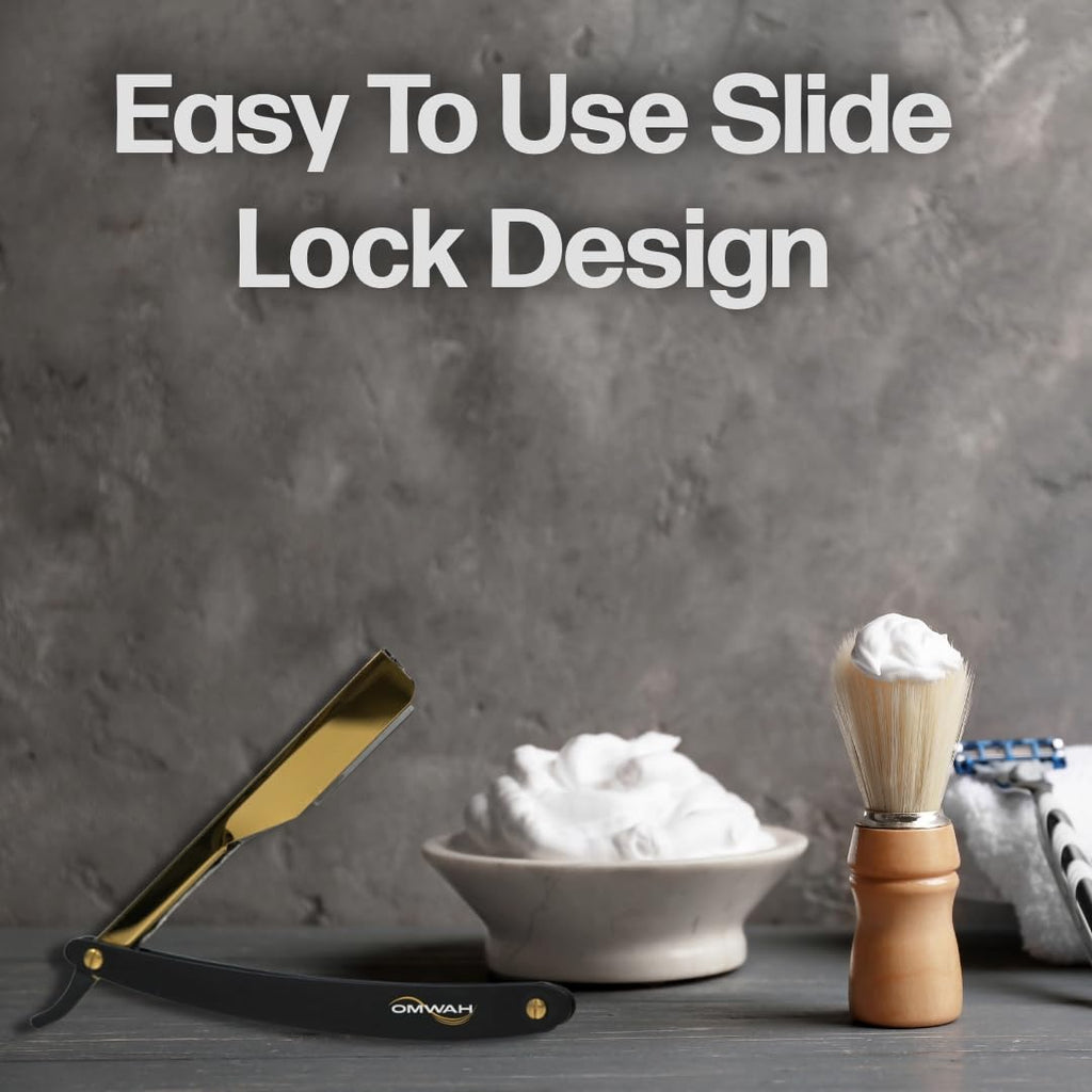 OMWAH - Professional Barber Straight Edge Razor (Slide Lock)