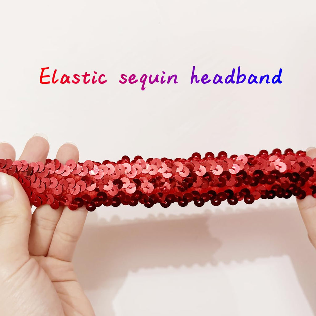 XKTEI 2pcs Sequins Feather Headpiece,1920s Flapper Headband,Mardi Gras Carnival Party Headwear Costume Accessory Women Headdress (Red-A)