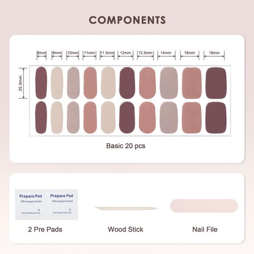 KHARITA Semi Cured Gel Nail Strips – Real Gel Nail Polish Wraps for Brittle Nails | Waterproof Long Lasting Easy Peel-Off Removal | Hema-Free | 20-Piece Spring Flower Salon Kit with File & Stick