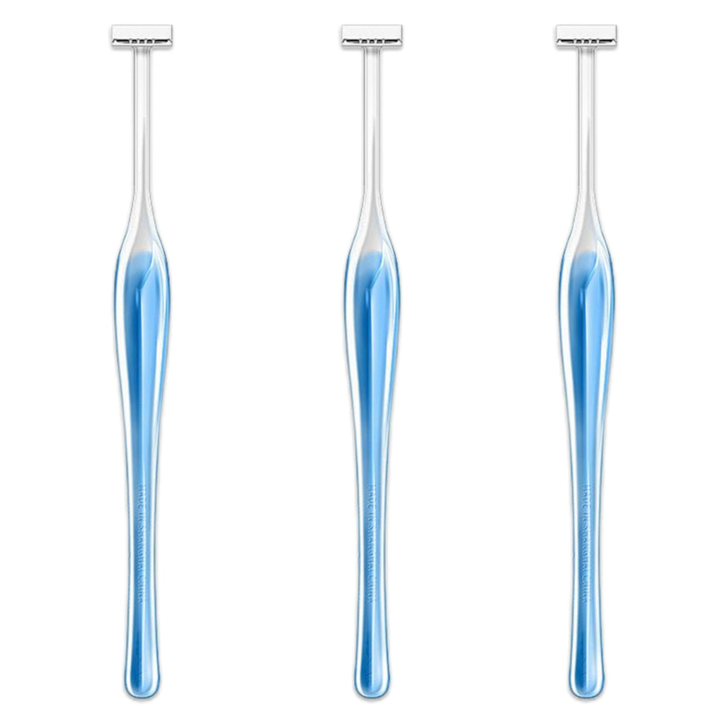 Munyee Hua 3Pcs Manual Razor Trimmer, T-Shaped Mini Hair Removal for Bikini Line Eyebrows Face Beard Precision Grooming with Skin-Friendly Design Reusable Personal Care Tool for Women Men(3 T Trimmer)