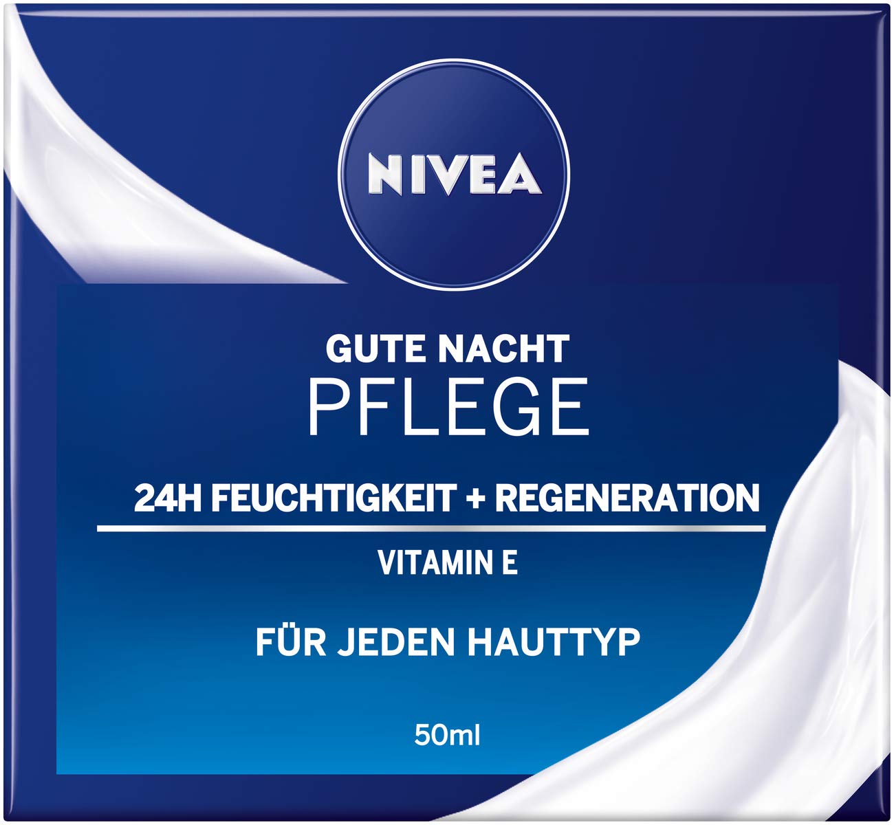 NIVEA Nourishing Night Face Cream Bundle of 2 – 24H Moisture Care with Vitamin E and Pro-Vitamin B5, Rich Overnight Hydration Formula, 2 x 50 ml