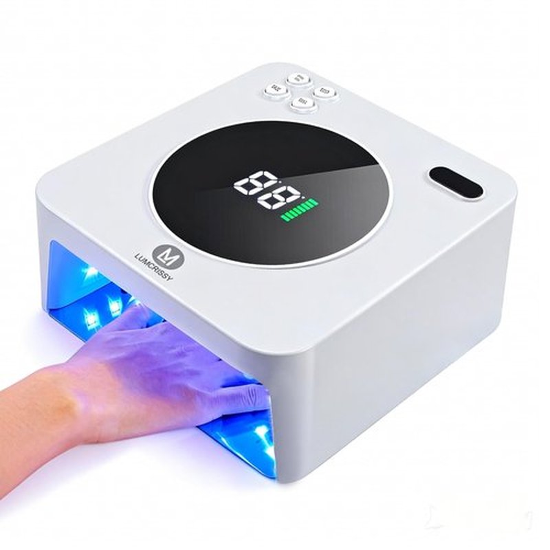 Lumcrissy UV LED Nail Lamp Cordless 76W Rechargeable Professional 45 Beads Gel Nail Light with Touch Display, Auto Sensor 4 Timer Settings for Salon and Home