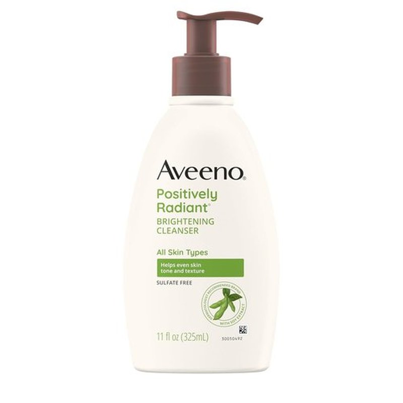 Aveeno Positively Radiant Facial Cleanser - Brightening Formula with Soy Extract, 11 fl. oz | Even Skin Tone & Texture