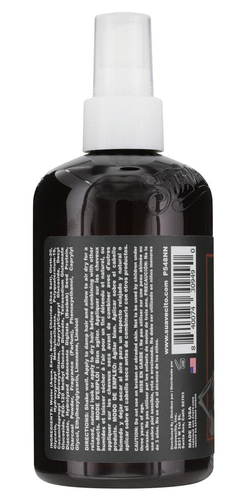 Suavecito Sea Salt Spray - Natural Hair Volume and Texture with Light Flexible Hold for Men, Alcohol & Paraben-Free, 8 oz