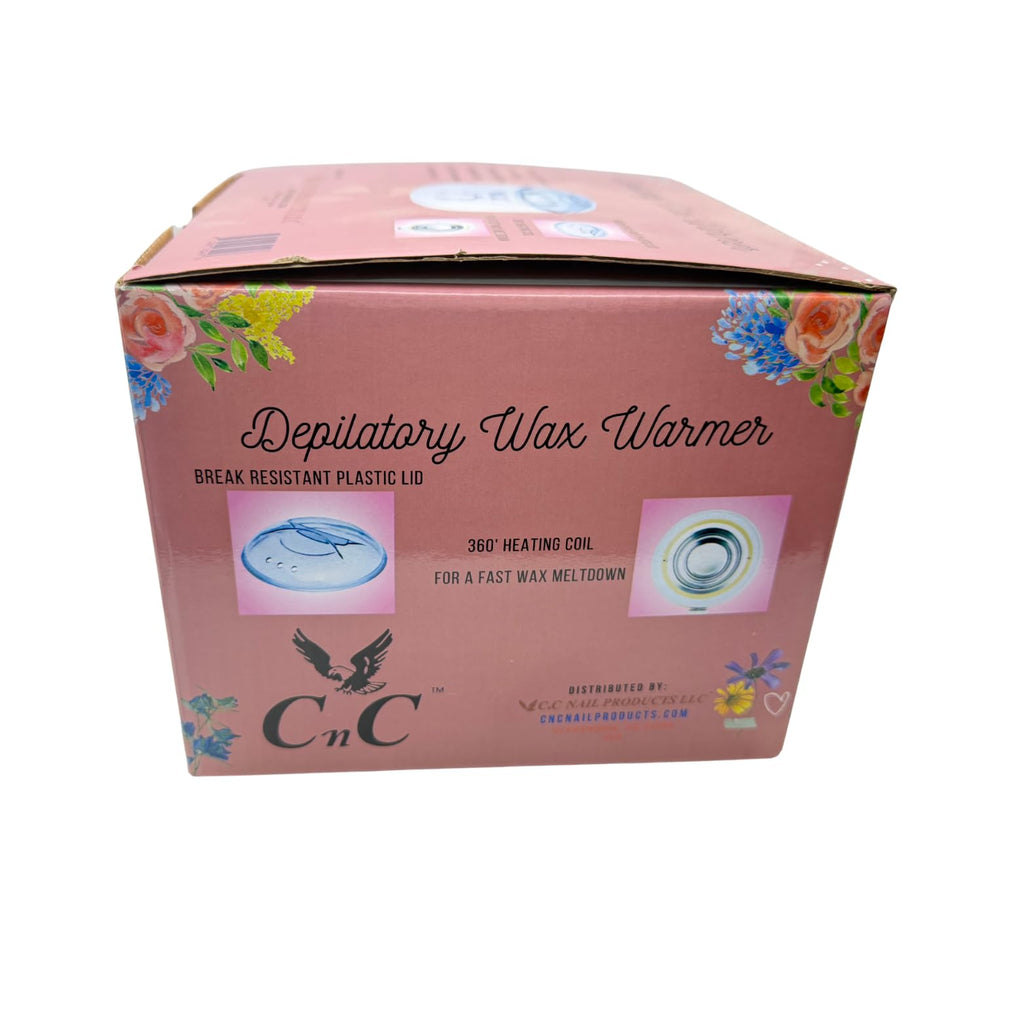 CnC Professional Depilatory Wax Warmer, White and Purple, Electric Hair Removal Heater with Adjustable Temperature Control, 360° Heating Coil, Break Resistant Lid