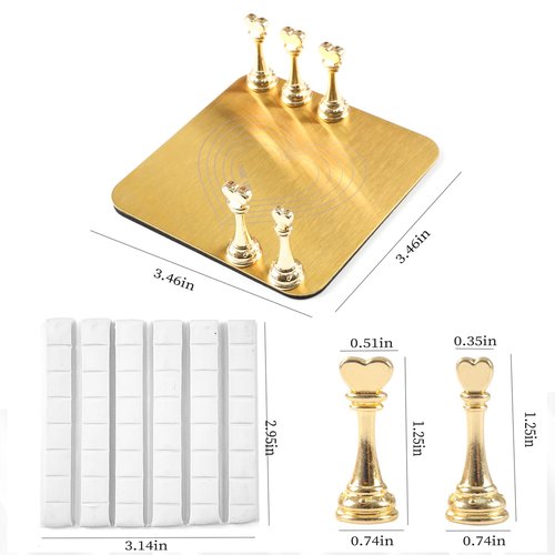 lootaan Nail Holder for Painting Nails, Heart Nail Stand for Press ons / Nail Display / Nail Practice with Reusable Adhesive Putty, Nail Tech Must Haves Nail Supplies (Gold)