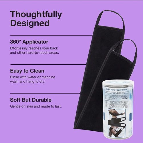 Fake Bake Body Mate Self-Tanning Applicator | Tan Your Back with Ease | Machine Washable | Easily Apply Lotions and Tanner | Reusable Self-Tan Mitt For Face & Body