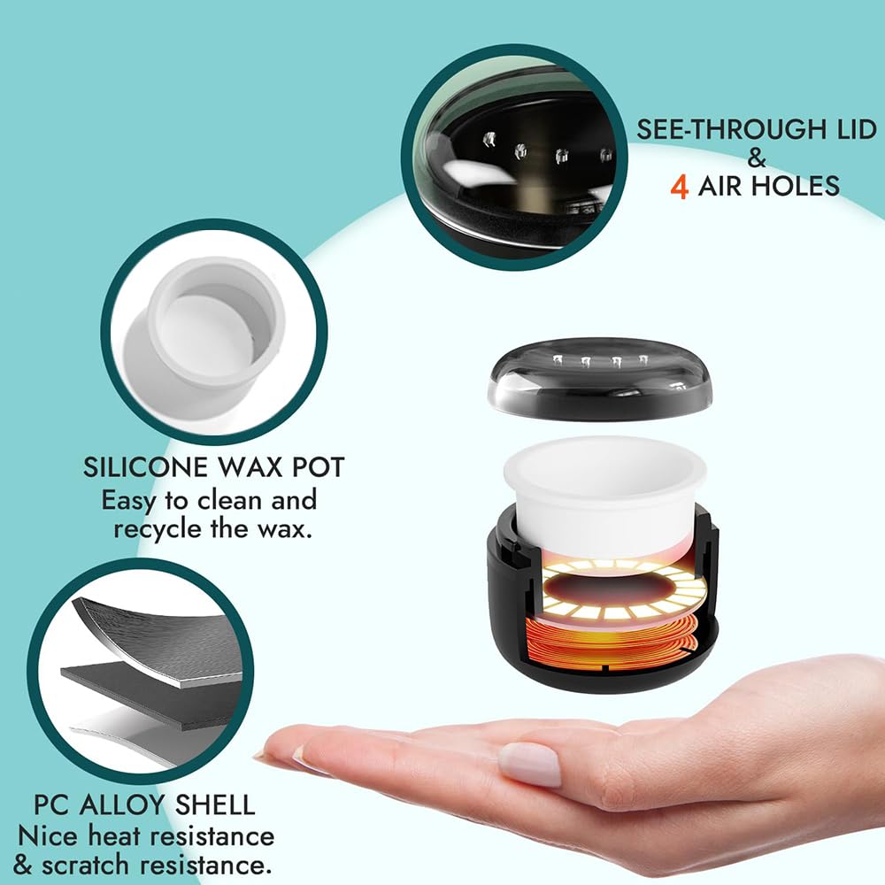 FONESO Men Nose Ear Hair Removal Wax Kit, Professional Home Wax Warmer with Silicone Bowl, 100g Wax Beads and 10 Applicator Sticks, Fast Heat Nose Wax Kit for Men & Women
