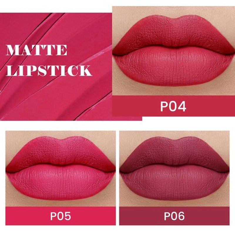 Evpct Matte Lipstick Set - 3 Pcs Silky Velvet in Plum Purple, Rose Red & Mauve | Long-Lasting, Smudge-Proof