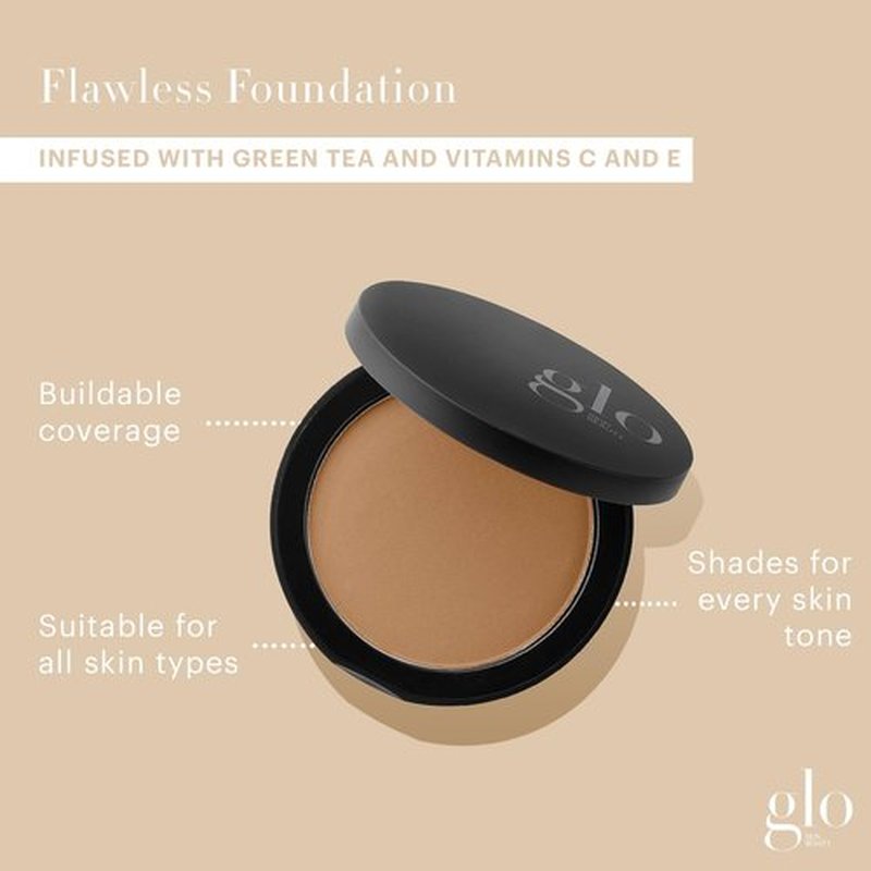 Glo Skin Beauty Pressed Powder Foundation - Buildable Sheer to Full Coverage, Chestnut Light | Long-Wear Compact Makeup