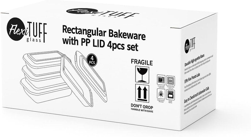 8Pcs Set Rectangular Bakeware by [Brand Name] - BPA Free, Leakproof & Airtight Containers | Dishwasher, Microwave & Freezer Safe - Clear