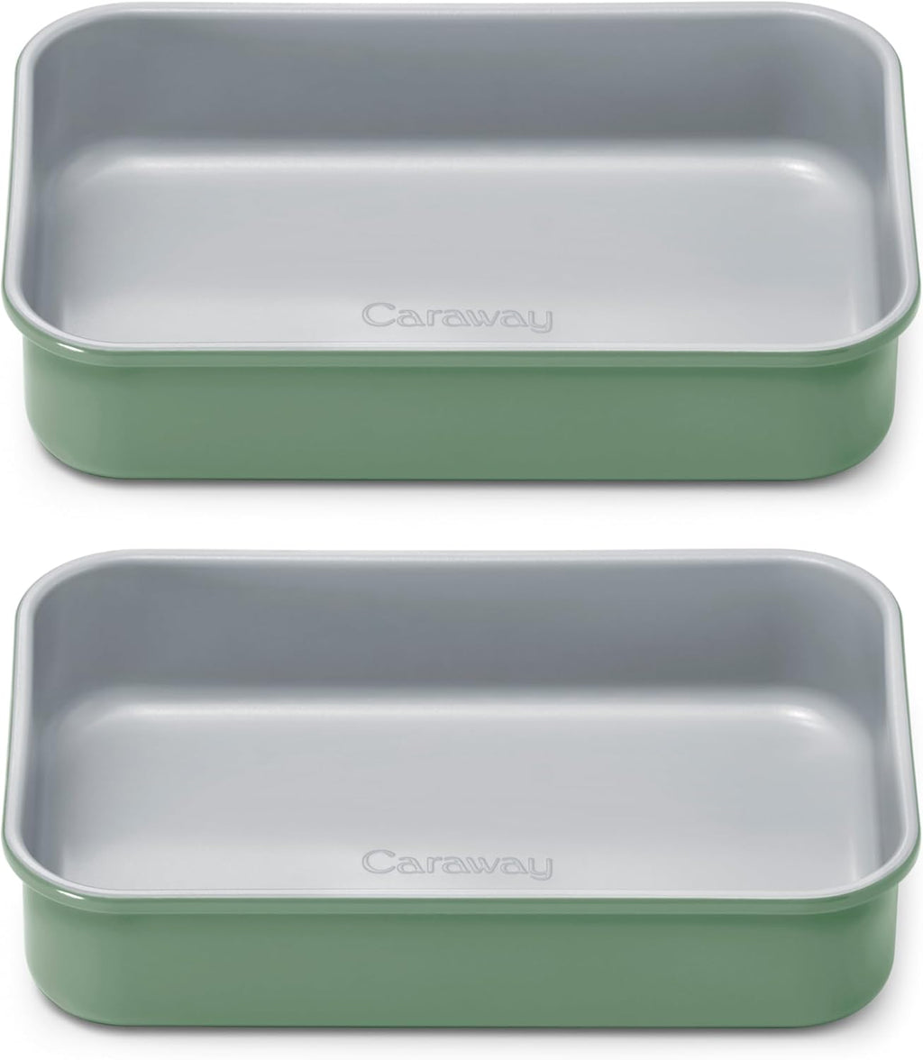 Caraway Nonstick Baking Pan Duo - 9” x 6.5” Deep Ceramic Casserole Dish - Non-Toxic, PTFE & PFOA Free - Sage