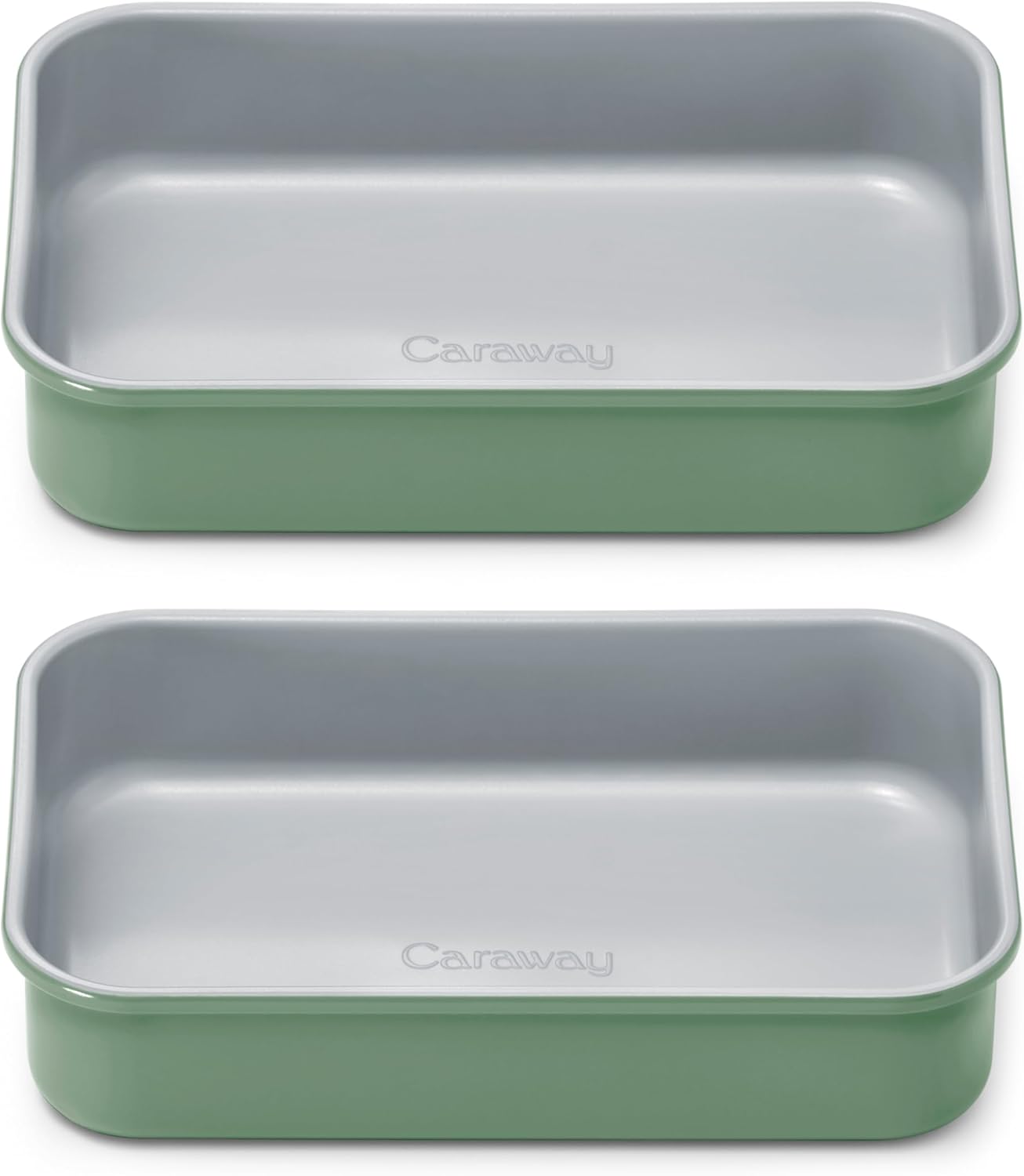 Caraway Nonstick Baking Pan Duo - 9” x 6.5” Deep Ceramic Casserole Dish - Non-Toxic, PTFE & PFOA Free - Sage