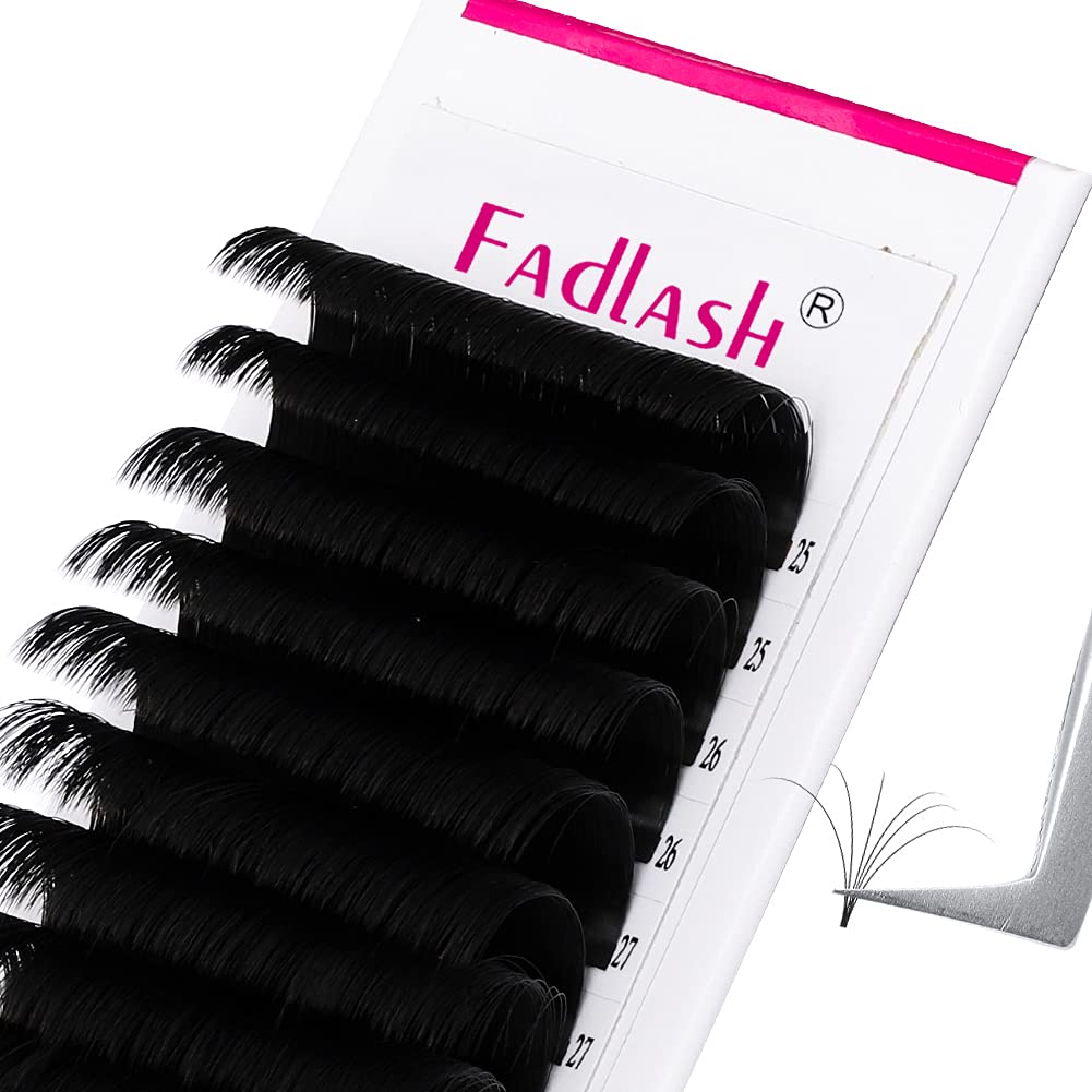 Eyelash Extension D Curl Easy Fan Volume Lashes 0.07 25-30mm Mixed Tray Faux Mink Lash Extension Self Fanning Blooming Lashes (0.07-D, 25-30 Mix)