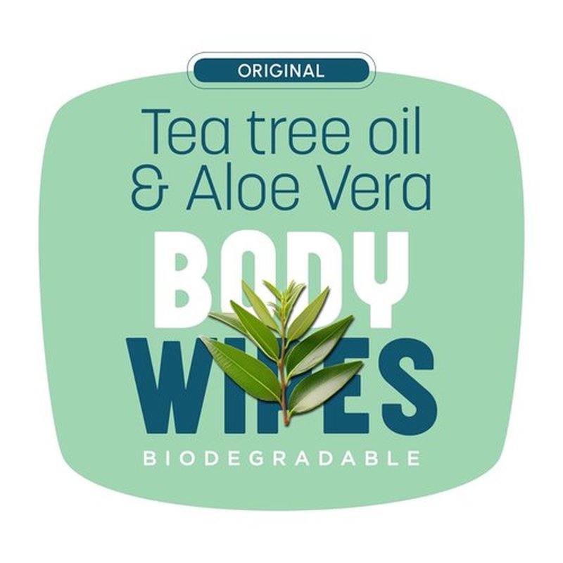 Bar-D Cleansing Face & Body Wipes - Biodegradable Shower Wipes with Tea Tree Oil & Aloe Vera | 20 Count Box