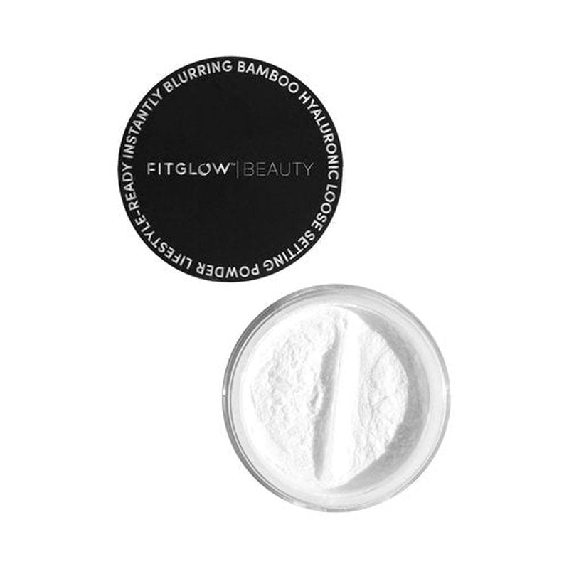 Fitglow Beauty Bamboo Hyaluronic Loose Setting Powder - Translucent Vegan Formula | Weightless Pore Blurring Finish | 0.32 oz / 9g