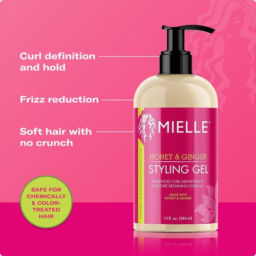 Mielle Organics Honey & Ginger Hair Gel - Curl Defining Styling Gel with Aloe & Babassu Oil | 13 Fl Oz