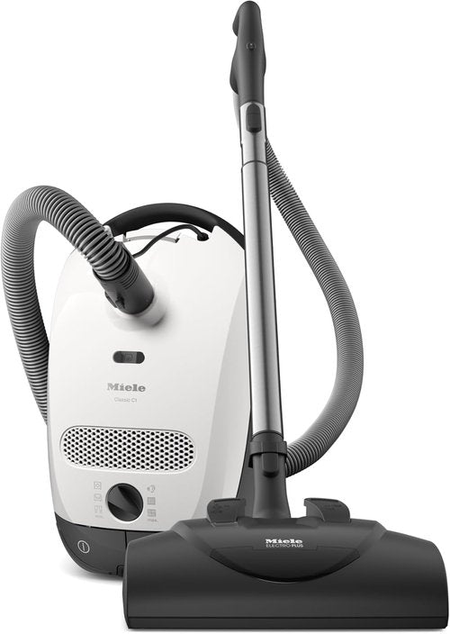 Miele Classic C1 Canister Vacuum - Pet Hair Removal, Portable Design, Lotus White