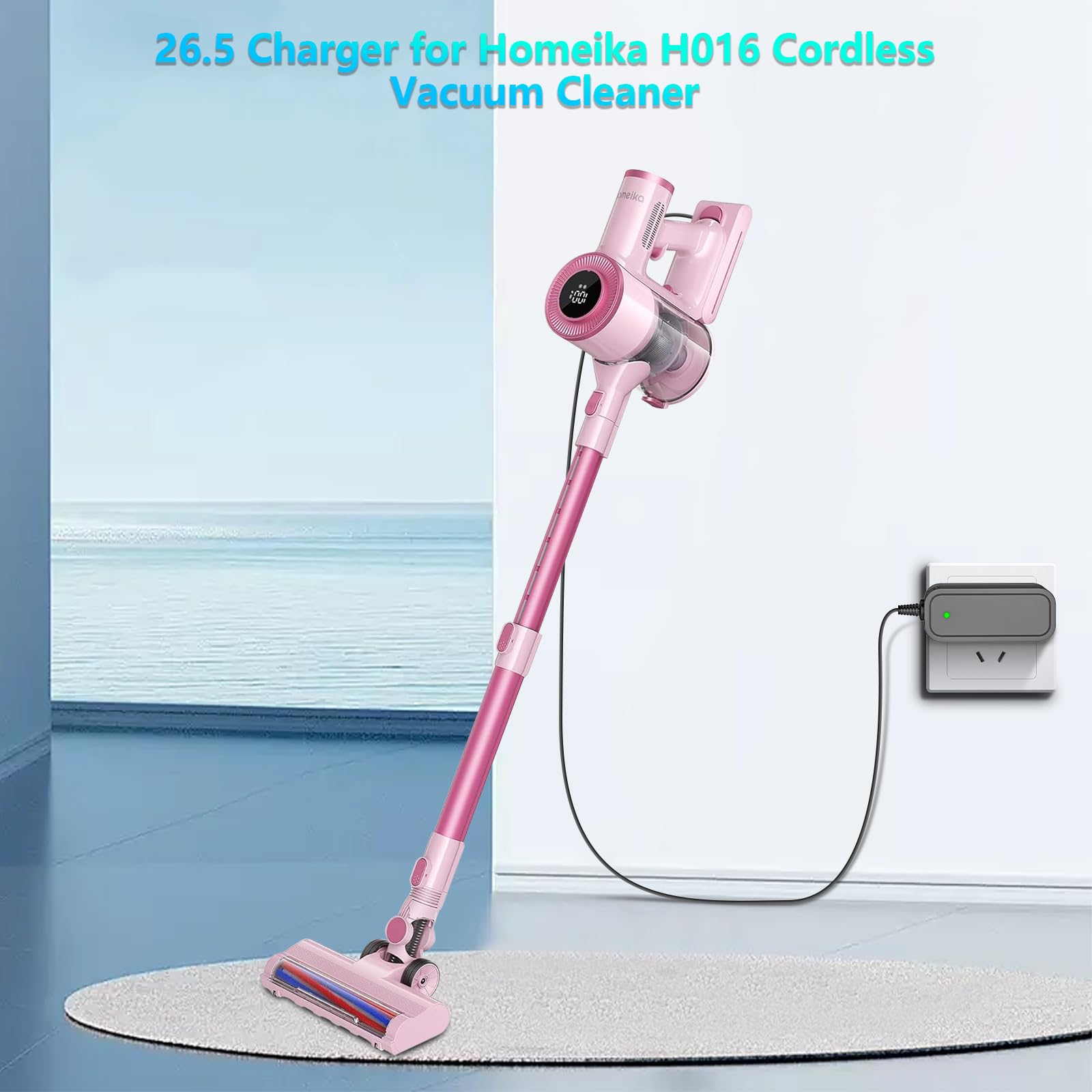 26.5V Charger for 22.2V Lithium-lon Battery Vacuum Cleaner Compatible with Homeika H016 HA016 and Ealken VG3 Cordless Vacuum Cleaner Adapter Power Cord