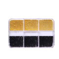 Chunmeng 3D Metal Caviar Nail Beads, Black Gold Mini Ball Decorations for Acrylic/Gel Nails - DIY Manicure Kit for Women