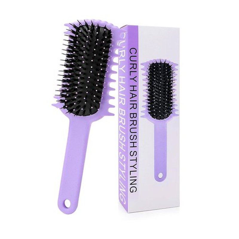 Skiennix Curly Hair Brush - Volume Curl Defining Tool for Easy Detangling & Styling | Purple